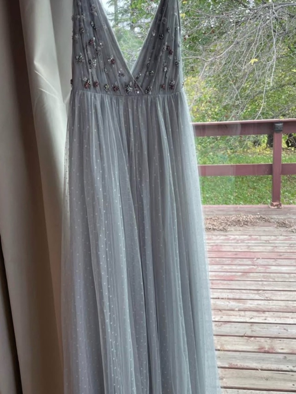 Anthropologie Formal Grey Tulle Gown